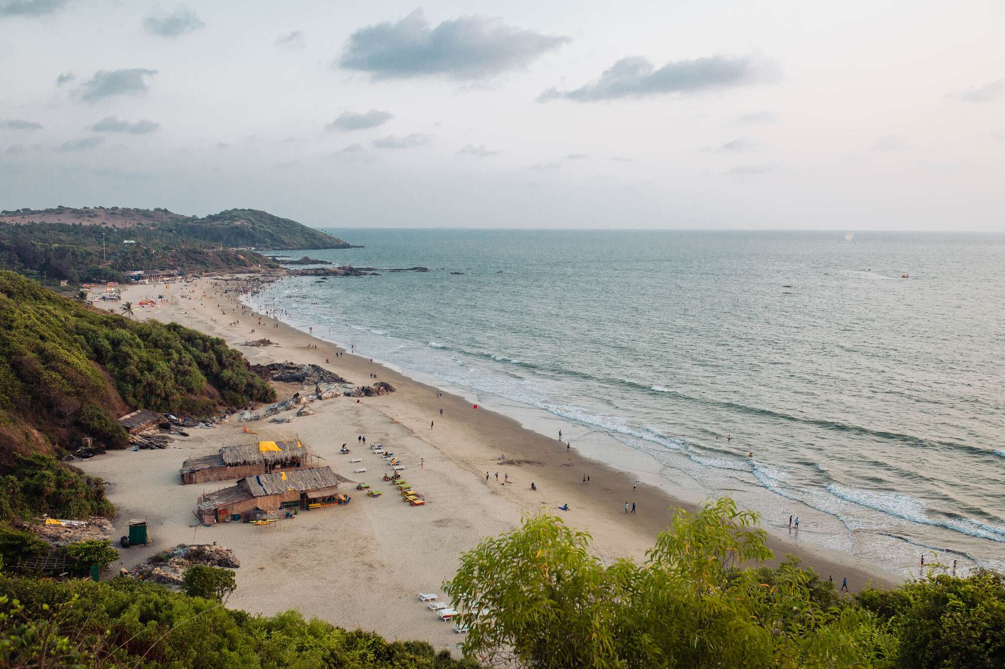 Aerial view of the beach and headland at Chapora, North Goa